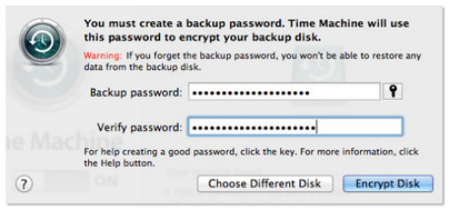 Time Machine Backup Password