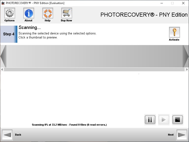 pny photorecovery scanning