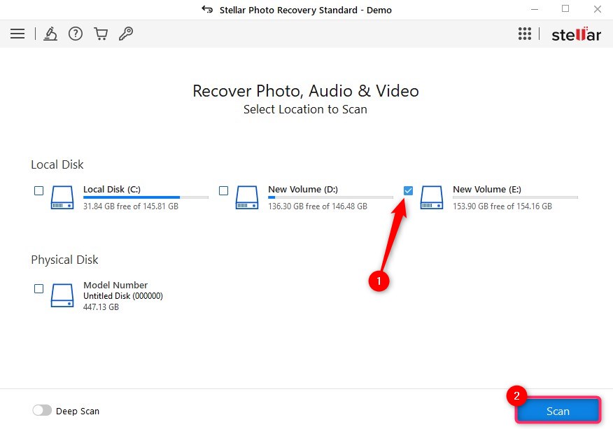 scanning with stellar photo recovery