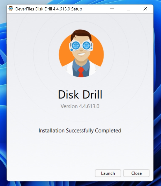 Disk Drill setup window.