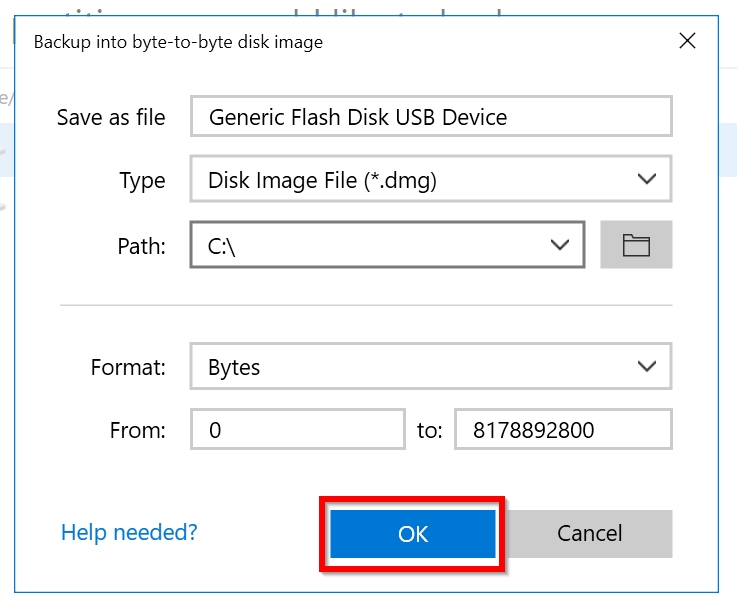 Disk image save location in Disk Drill.