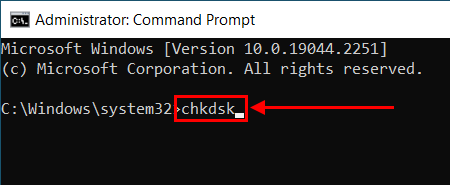 chkdsk command in Command Prompt