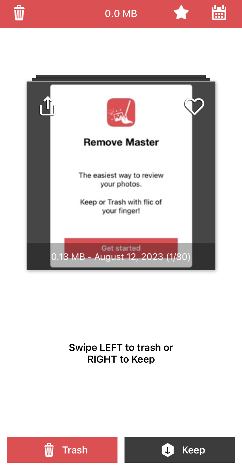Get Started button on Remove Master for Cameral Roll app