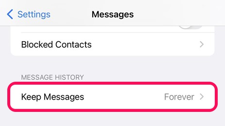 limit your message history on iphone
