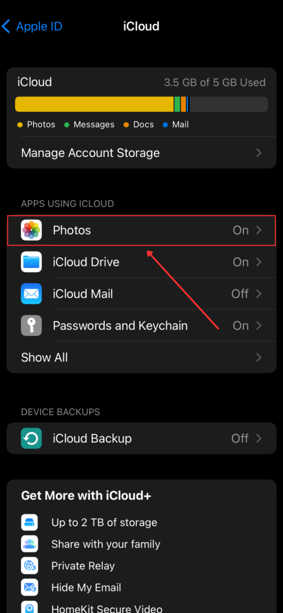 icloud photos in Apple ID